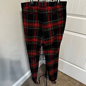Women's Ralph Lauren Red/BlackGreen Plaid Slim Crop Trouser - Size 6